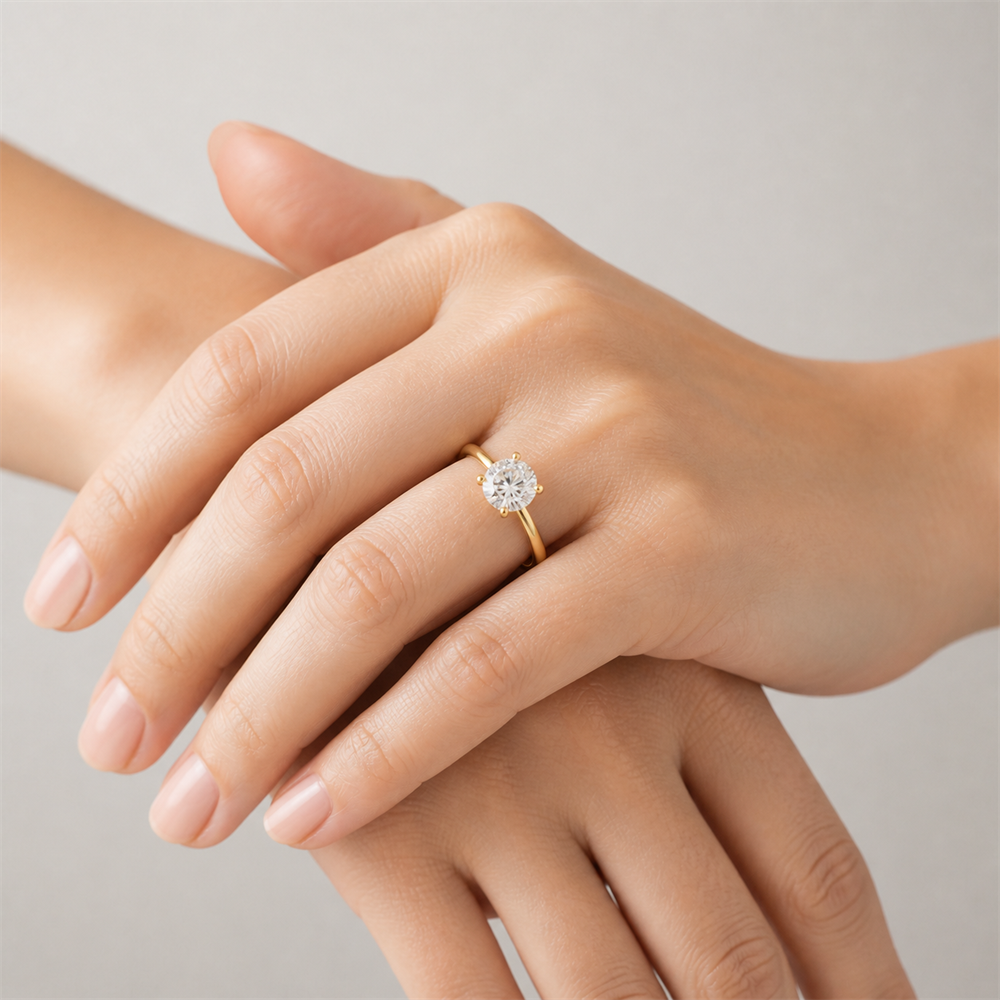 CLASSIC Round Solitaire Ring | K14/K18, 1.0ct～2.0ct